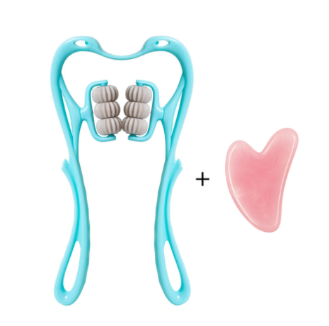 C shaped pillow & Multifunctional Manual Six-wheel Neck Massager Massage Relieve Roller Massage Tool