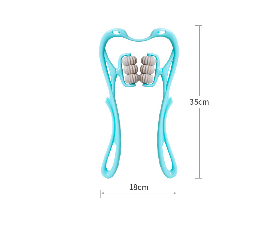 C shaped pillow & Multifunctional Manual Six-wheel Neck Massager Massage Relieve Roller Massage Tool