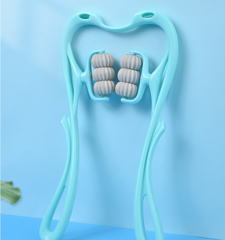 C shaped pillow & Multifunctional Manual Six-wheel Neck Massager Massage Relieve Roller Massage Tool