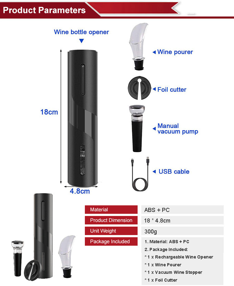 Rechargeable electric wine opener